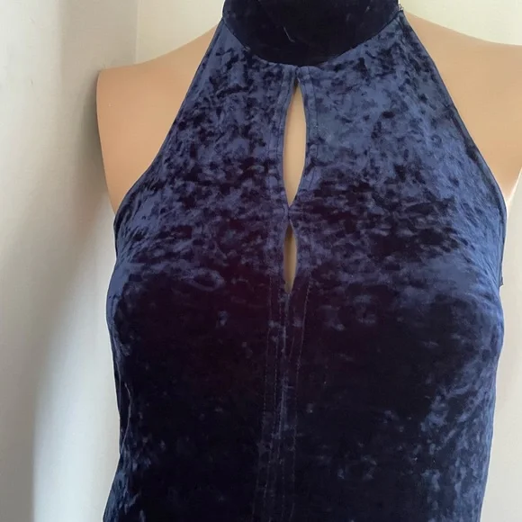 Crushed velvet!! 🪩 S M Vintage stretch bodycon maxi backless high neck … - Picture 4 of 10